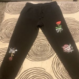Black and flower joggers